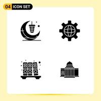 Universal Icon Symbols Group of 4 Modern Solid Glyphs of lantern files moon internet whtiehouse Editable Vector Design Elements