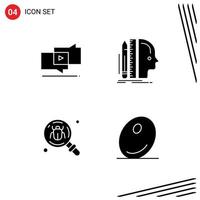 4 Universal Solid Glyph Signs Symbols of viral antivirus digital ruler find Editable Vector Design Elements