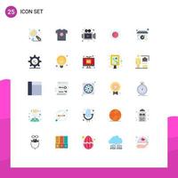 25 Universal Flat Color Signs Symbols of earth date camera calendar setting Editable Vector Design Elements