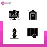 Glyph Icon set Pack of 4 Solid Icons isolated on White Background for responsive Website Design Print and Mobile Applications vector