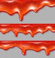 Dripping chili sauce drops liquid ketchup splashes vector