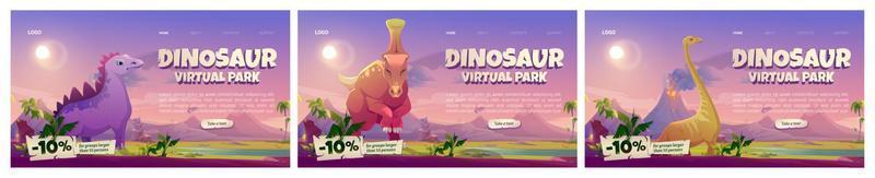 sitio web vectorial del parque virtual de dinosaurios vector