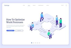 Work process optimization isometric landing page vector