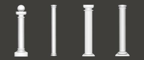 conjunto de columnas antiguas aisladas sobre fondo blanco vector