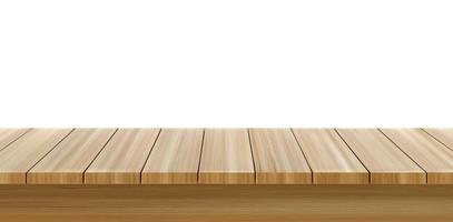 Wooden table foreground, wood tabletop front view vector