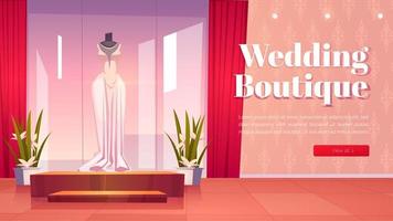 página de inicio de dibujos animados de boutique de bodas, tienda de novias vector