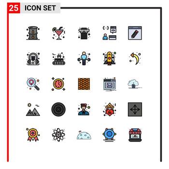 Set of 25 Modern UI Icons Symbols Signs for programmer develop beverage coding greek Editable Vector Design Elements