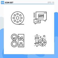 Modern 4 Line style icons Outline Symbols for general use Creative Line Icon Sign Isolated on White Background 4 Icons Pack vector