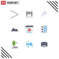 9 iconos creativos signos y símbolos modernos de escena web flecha paisaje de montaña elementos de diseño vectorial editables vector