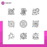 paquete de conjunto de iconos de contorno de 9 iconos de línea aislados en fondo blanco para aplicaciones móviles y de impresión de diseño de sitios web receptivos vector