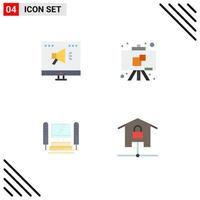 Pack of 4 Modern Flat Icons Signs and Symbols for Web Print Media such as ad server online school devices Editable Vector Design Elements