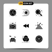 Pictogram Set of 9 Simple Solid Glyphs of arrow photo light image zoom Editable Vector Design Elements