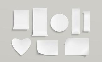 White paper stickers, empty skicky notes vector