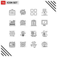 Stock Vector Icon Pack of 16 Line Signs and Symbols for cake food fintech fast food math Editable Vector Design Elements