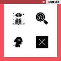 4 Thematic Vector Solid Glyphs and Editable Symbols of learning path achievements business fridge Editable Vector Design Elements