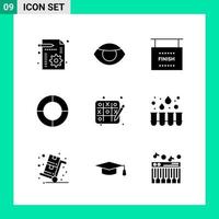 Pack of 9 Solid Style Icon Set Glyph Symbols for print Creative Signs Isolated on White Background 9 Icon Set vector