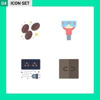 User Interface Pack of 4 Basic Flat Icons of bean element fan supporter closet Editable Vector Design Elements