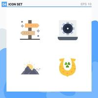 Set of 4 Commercial Flat Icons pack for location setting travel configure landscape Editable Vector Design Elements