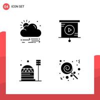 Pack of 4 Universal Glyph Icons for Print Media on White Background vector