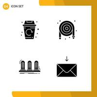 4 User Interface Solid Glyph Pack of modern Signs and Symbols of city analog been plumber sound Editable Vector Design Elements
