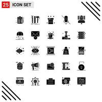 25 User Interface Solid Glyph Pack of modern Signs and Symbols of mute mic tools water miscellaneous Editable Vector Design Elements