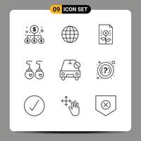 Modern Set of 9 Outlines and symbols such as car clothing bank accessories investment Editable Vector Design Elements