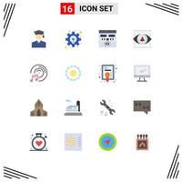 Modern Set of 16 Flat Colors and symbols such as music printer browser model eye Editable Pack of Creative Vector Design Elements