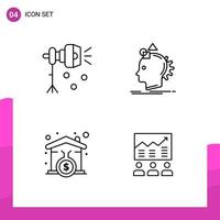 Outline Icon set Pack of 4 Line Icons isolated on White Background for responsive Website Design Print and Mobile Applications vector