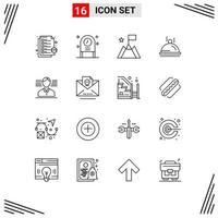 16 Universal Outlines Set for Web and Mobile Applications american service achievement pallater hotel Editable Vector Design Elements