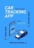 Vector banner of car tracker app for smartphone