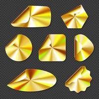 Holographic golden stickers, hologram labels vector