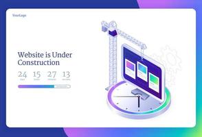 Website under construction isometric landing page vector