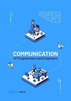 Programmers and engineers communication web banner vector