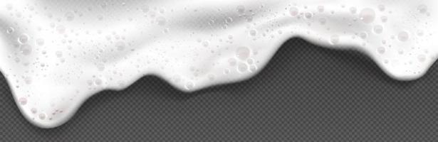 White soap foam, suds of detergent or shampoo vector