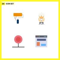 Modern Set of 4 Flat Icons and symbols such as brush royal wall honor drink Editable Vector Design Elements