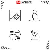 4 Icons Line Style Grid Based Creative Outline Symbols for Website Design Simple Line Icon Signs Isolated on White Background 4 Icon Set vector