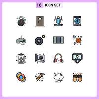 Set of 16 Modern UI Icons Symbols Signs for smartphone connect round bluetooth left Editable Creative Vector Design Elements