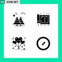 Pack of 4 Solid Style Icon Set Glyph Symbols for print Creative Signs Isolated on White Background 4 Icon Set vector