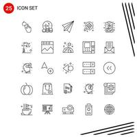 Mobile Interface Line Set of 25 Pictograms of clipboard pan communication cooking send Editable Vector Design Elements