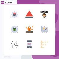 9 Universal Flat Colors Set for Web and Mobile Applications camping bonfire plumb bob wifi internet of things Editable Vector Design Elements