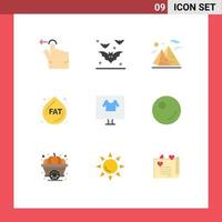 Group of 9 Modern Flat Colors Set for e apparel hiking diet fat Editable Vector Design Elements