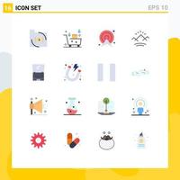 Flat Color Pack of 16 Universal Symbols of sun mountains emailing route direction Editable Pack of Creative Vector Design Elements