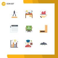 Universal Icon Symbols Group of 9 Modern Flat Colors of carpenter formula business chemistry apps Editable Vector Design Elements