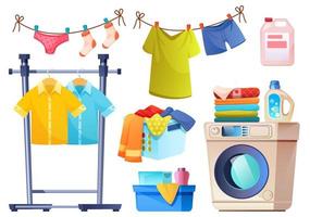 Laundry room equipment for wash and dry clothes vector