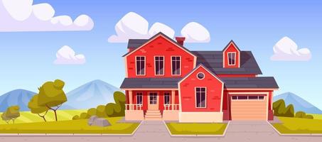 Suburban house, residential cottage, real estate vector