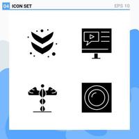 moderno 4 iconos de estilo sólido símbolos de glifo para uso general signo de icono sólido creativo aislado sobre fondo blanco paquete de 4 iconos vector