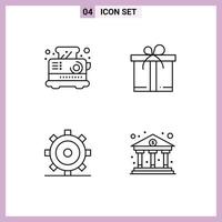 Set of 4 Vector Filledline Flat Colors on Grid for breakfast setting toaster motivation bank Editable Vector Design Elements