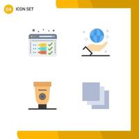 Group of 4 Modern Flat Icons Set for analysis cream web globe glue Editable Vector Design Elements