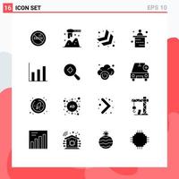 Pack of 16 creative Solid Glyphs of up finance arrow reception marketing Editable Vector Design Elements