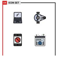 Universal Icon Symbols Group of 4 Modern Filledline Flat Colors of computer spacecraft imac fighter device Editable Vector Design Elements